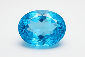 Blue Topaz Gemstone Isolated on White Background for Jewelry Design and Product Mockups