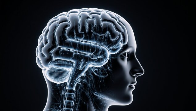 Digital art depicting AI as a brain and gear mechanism