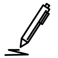 Outline vector icon of a pen writing or signing a document line.