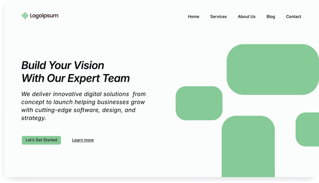 Modern web page Innovative Digital Solutions Expert Team Building Business Vision with Cutting Edge Software Design Strategy Contact
