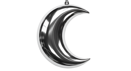 Elegant Silver Crescent Moon Decoration with a Glossy Finish