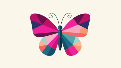 Stylized artistic butterfly graphic created with an array of overlapping multi-faceted shapes, presenting a dynamic and eye-catching visual representation of an insect