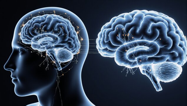 3D rendering of brain scans highlighting advanced medical technology and neuroscience