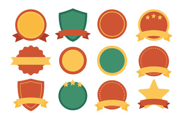 Blank vintage style badges, labels, shields, and ribbons set for product promotion