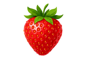 Vivid red ripe strawberry fruit with green calyx isolated on white background