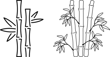 Bamboo Sugarcane line art icon set. Design elements for social network and application. on transparent background.Sugarcane stalks vector illustration of fresh sugarcane plants for agriculture.