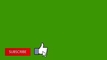 YouTube like and subscribe button animation with smooth motion and clean digital graphics with greenscreen background - Powered by Adobe