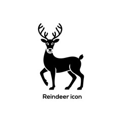 Christmas Reindeer Icon Silhouette, Cute Winter Deer Graphic Illustration for Holiday Greeting Cards, Kids Designs, Prints and Logos Projects

