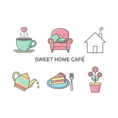 Sweet Home Caf? Illustration: Cozy ambiance depicted through charming graphic elements
