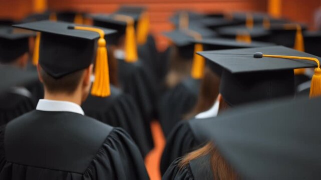 University Graduates Wearing Caps and Gowns During Commencement Ceremony