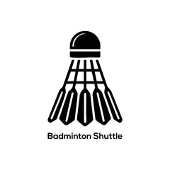 Minimal Badminton Shuttlecock Icon in Black Silhouette, Simple Sports Graphic Symbol Isolated on White Background for Modern Design Projects

