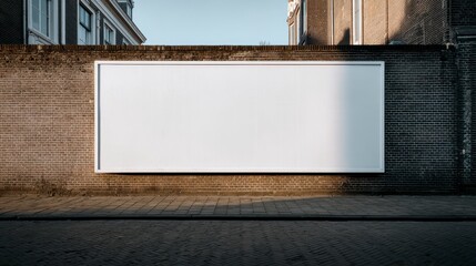 Blank Canvas Advertisement: A sleek, empty billboard hangs proudly on a weathered wall, poised to showcase its next message. The composition evokes a sense of anticipation and limitless potential. 