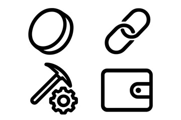 Cryptocurrency blockchain technology digital coin chain link mining pickaxe secure wallet