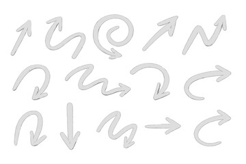 Versatile collection of hand drawn doodle arrows pointing in multiple directions