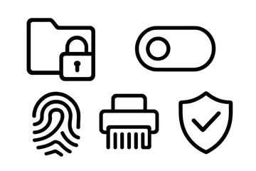 Digital security and data protection featuring folder lock, fingerprint, and privacy shield