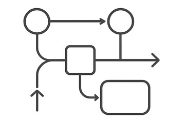 Simple black and white flowchart diagram showing process steps and connections