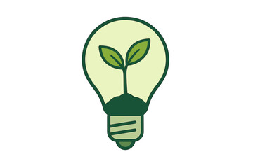 Conceptual light bulb with a growing plant inside representing sustainable energy and ecology