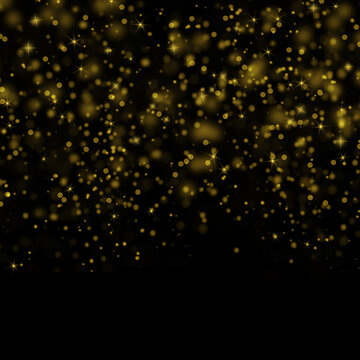 Gold Bokeh Glitter Background Elegant Sparkling Light Effect on Black, Golden Sparkle Bokeh, Falling Gold Bokeh, Festive Glitter Background, Golden Glitter Dust Overlay, Elegant Shimmer Light Texture