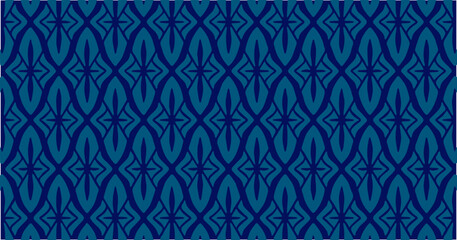 Dark blue geometric seamless pattern with symmetrical intertwined lines for an elegant decorative background.