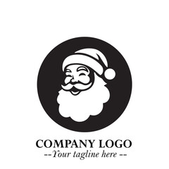 Santa Claus Logo Symbol in Black on White Background for Classic Holiday Branding and Design ArtPlus