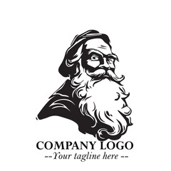 Santa Claus Logo Symbol in Black on White Background for Classic Holiday Branding and Design ArtPlus