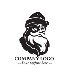 Santa Claus Logo Symbol in Black on White Background for Classic Holiday Branding and Design ArtPlus