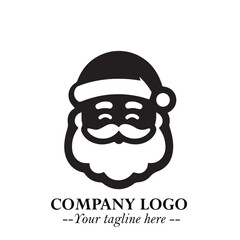 Santa Claus Logo Symbol in Black on White Background for Classic Holiday Branding and Design ArtPlus