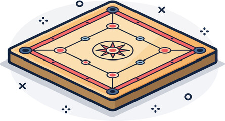 A Carrom Board Game Icon Vector in Flat Minimalist Design