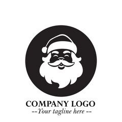 Santa Claus Logo Symbol in Black on White Background for Classic Holiday Branding and Design ArtPlus