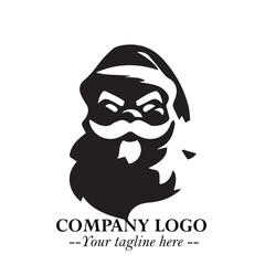 Santa Claus Logo Symbol in Black on White Background for Classic Holiday Branding and Design ArtPlus