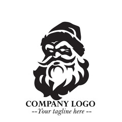 Santa Claus Logo Symbol in Black on White Background for Classic Holiday Branding and Design ArtPlus