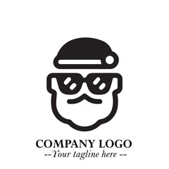 Santa Claus Logo Symbol in Black on White Background for Classic Holiday Branding and Design ArtPlus