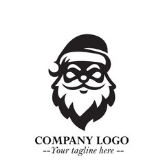 Santa Claus Logo Symbol in Black on White Background for Classic Holiday Branding and Design ArtPlus
