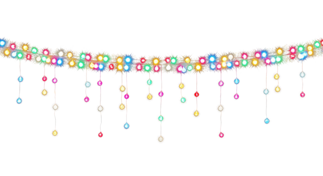 Holiday party string lights header for seasonal retail promotion plus year end event invitations or store window signage where marketers need an easy festive top border around ads and announcements - Powered by Adobe