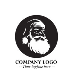 Santa Claus Logo Symbol in Black on White Background for Classic Holiday Branding and Design ArtPlus
