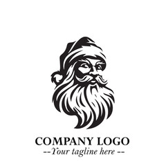 Santa Claus Logo Symbol in Black on White Background for Classic Holiday Branding and Design ArtPlus