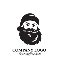 Santa Claus Logo Symbol in Black on White Background for Classic Holiday Branding and Design ArtPlus