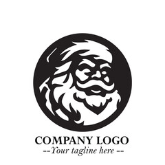 Santa Claus Logo Symbol in Black on White Background for Classic Holiday Branding and Design ArtPlus