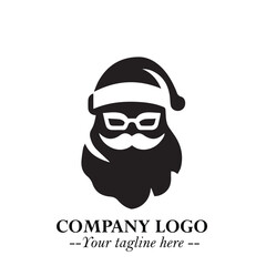 Santa Claus Logo Symbol in Black on White Background for Classic Holiday Branding and Design ArtPlus