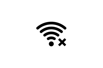 Wireless internet connection error icon, no wi-fi signal detected, network outage symbol for lost connectivity status display illustration