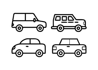 Car icon set in linear style. Transport symbol. Vector illustration isolated background
