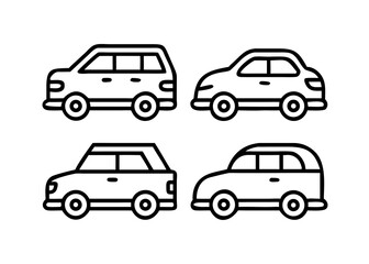 Fototapeta premium Car icon set in linear style. Transport symbol. Vector illustration isolated background