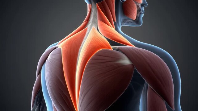 Human Trapezius Muscle Anatomy 3D Medical Illustration