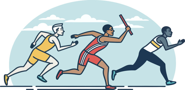 Athletic Relay Race Icon In Flat Minimal Bold Design Style