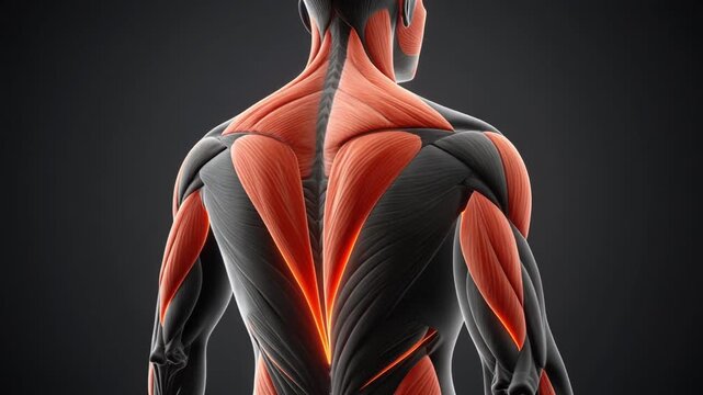 Trapezius Muscle Anatomy Detailed Back View 3D Medical Model