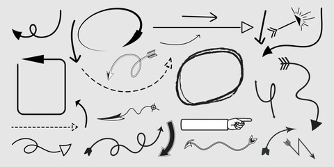 Elegant  arrows set for business plan, presentation and education. Sign, Symbol, Hand drawn arrow collection, Black arrow icon set. Arrow. Cursor. Arrow vector icon. Modern simple arrows vector