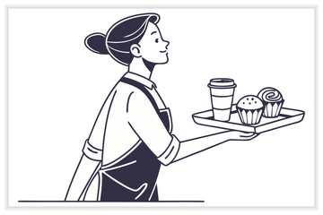 Hand Drawn Coffee Shop Illustration Set Cafe Icons, Barista Elements, Coffee Equipment