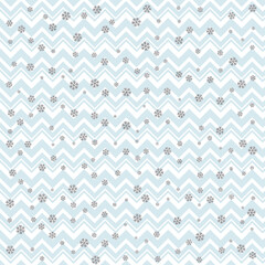 Simple flat illustrated silver snowflakes on white and light blue chevron, Holiday Background
