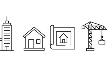 Set of symbols for architecture, residential housing, construction planning, and development