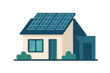 Modern residential house with solar panels on the roof for sustainable energy © Andrei